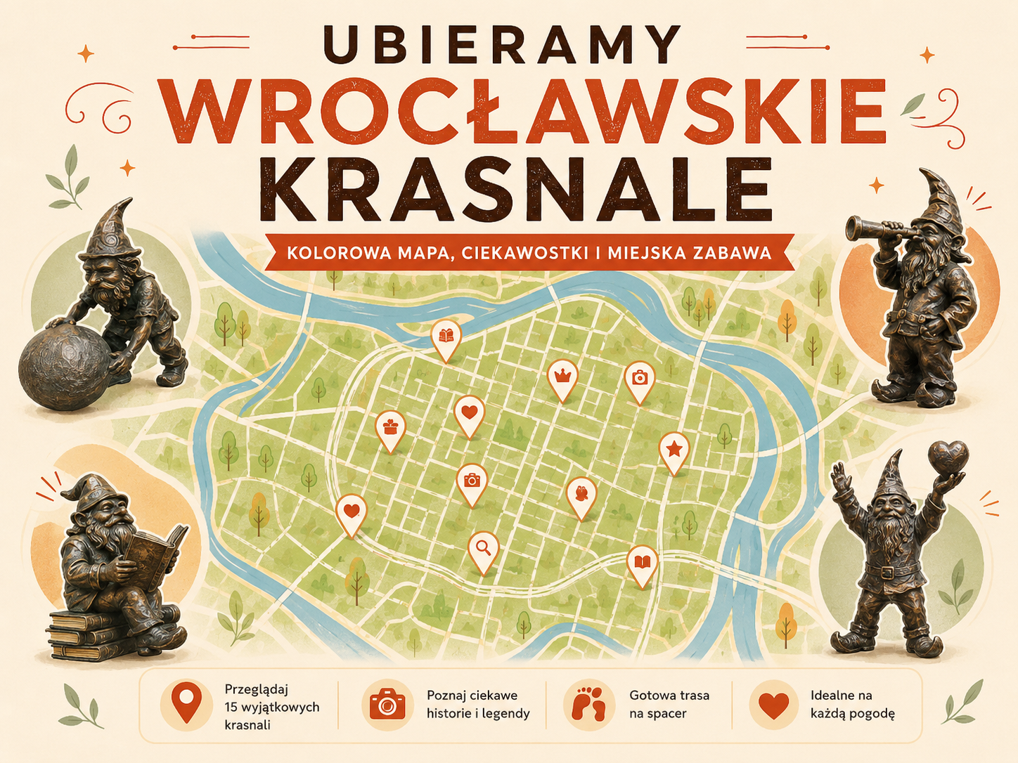 Najlepsze trasy krasnali na 30, 60 i 120 minut. Trzy tempo-spacery po Wrocławiu