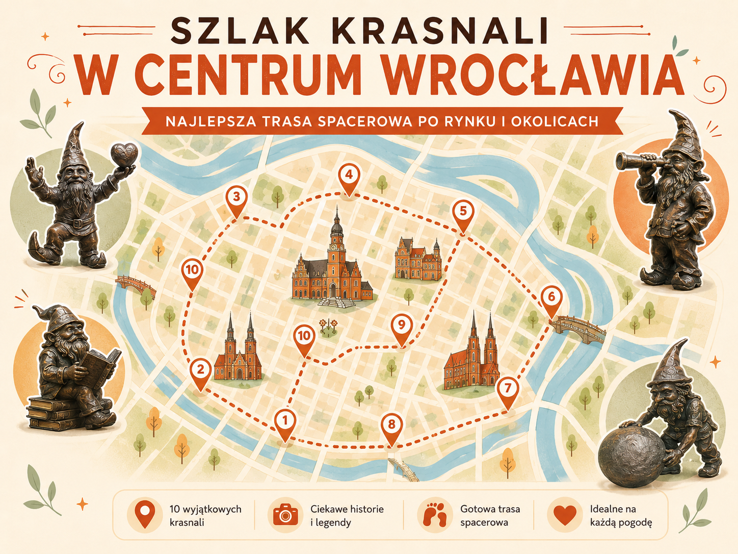 Krasnale przy Rynku i Starym Mieście: mapa spaceru + 15 punktów